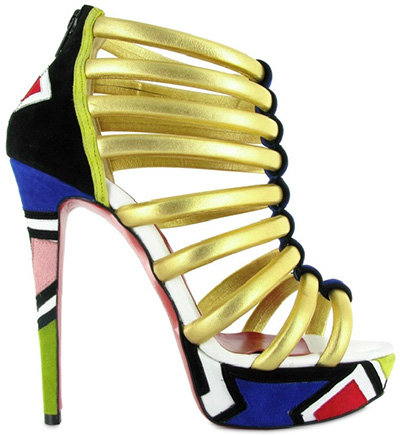 Christian Louboutin Ulona Laminated Multi Straps Sandals: