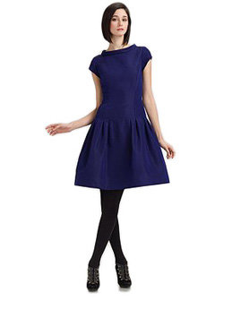 Silk Faille Boatneck Dress