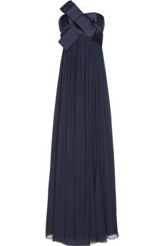 Notte by Marchesa Strapless Silk Chiffon Gown