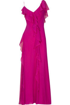 Donna Karan Asymmetric Silk Georgette Gown