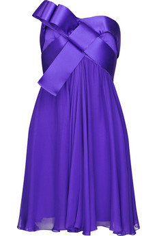 Notte by Marchesa Ribbon Trimmed Silk Chiffon Dress