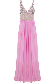 Rachel Gilbert Ashleight Embellished Silk Gown