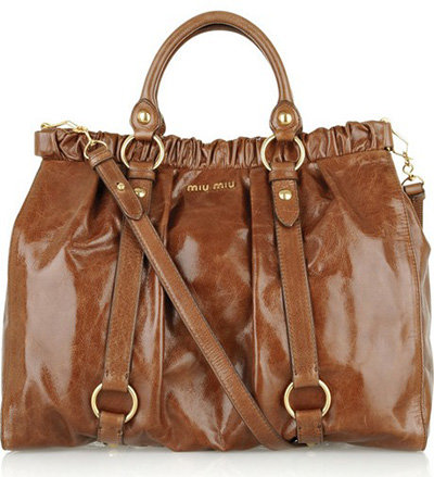 Miu Miu Large Glazed Leather Tote