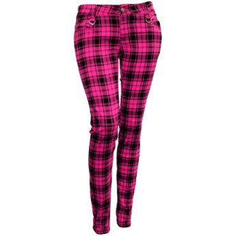 Living Dead Souls Plaid Print Skinny Jeans