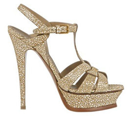 Tribute Platform Sandal in Gold Crackle