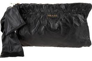 PRADA Antik Gathered Clutch - Black