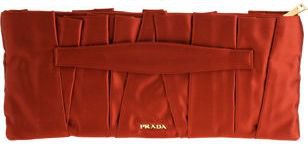 PRADA Raso Pleat Clutch - Red