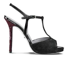 Laser-Cut T-Strap with Crystal Heel