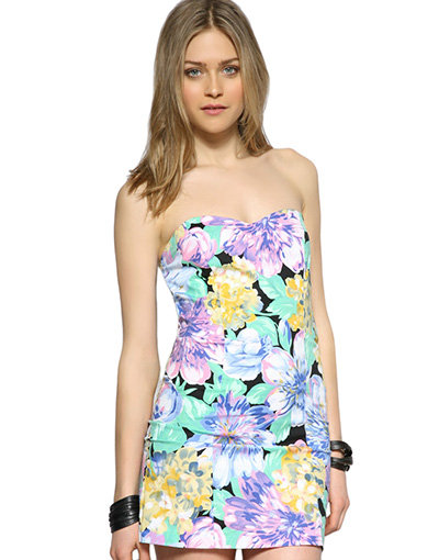 MinkPink Floral Bandeau Dress