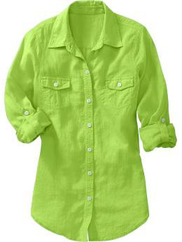 Old Navy Women’s Linen Blend Boyfriend Shirts