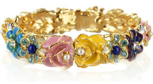 Kenneth Jay Lane Enamel and Metal Flower Bracelet