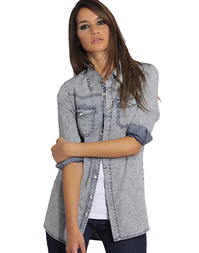 ASOS Blue Marble Denim Western Shirt