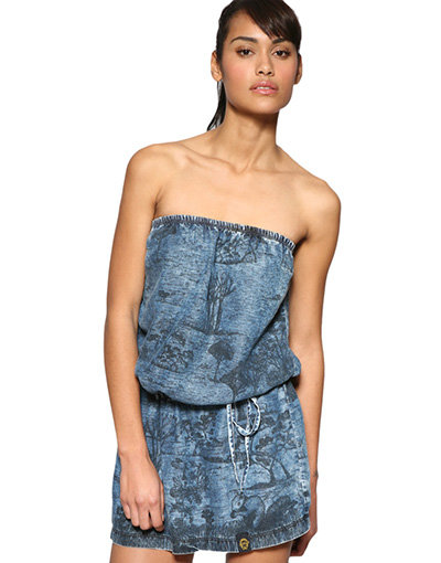 Killah Sketchy Denim Bandeau Dress