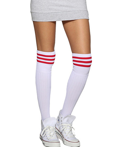 Red Stripe over the Knee Socks