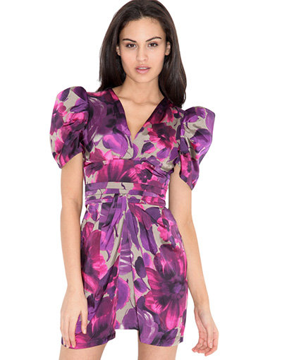 Liquorish Floral Box Sleeve Dress