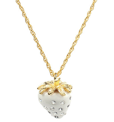 Kenneth Jay Lane Long Gold Strawberry Pendant