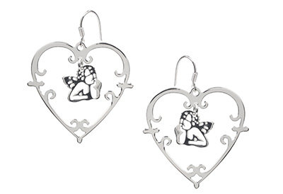 Les Nereides Heart and Cherub Earrings