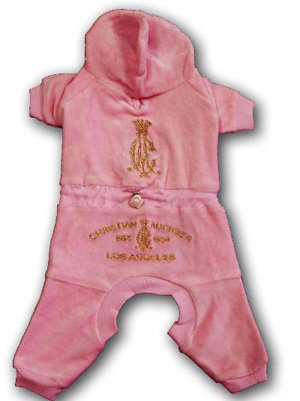 Christian Audigier Baby Pink Dog Hoodie Jumpsuit