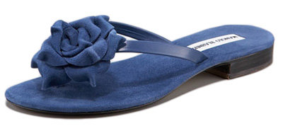 Manolo Blahnik Suede Flower Thong Sandal