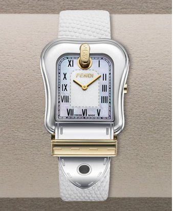 Fendi Embossed Mother of Pearly Watch, White