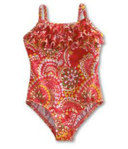 Land’s End Palm Beach Ruffled 1-Piece Swimsuit