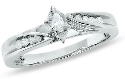 1/7 CT. T.W. Marquise Diamond Engagement Ring in 10K White Gold