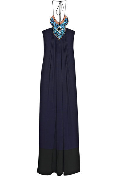 T-Bags Embellished Jersey Halter Dress