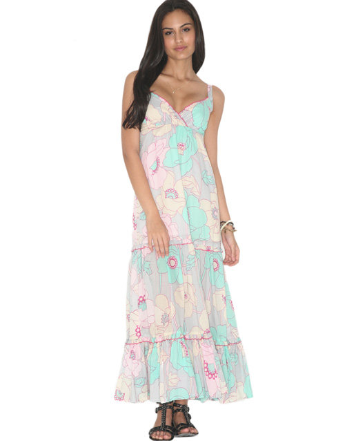 Eucalyptus 70’s Retro Style Tiered Maxi Dress