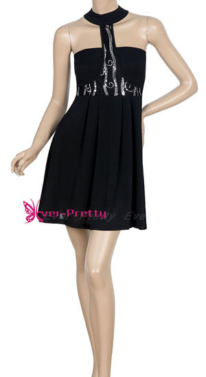 Shining Paillette Black Mini Cocktail Dress