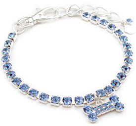 Dog Accessories Crystal Rhinestone Necklace (1 Row) with Bone Pendant