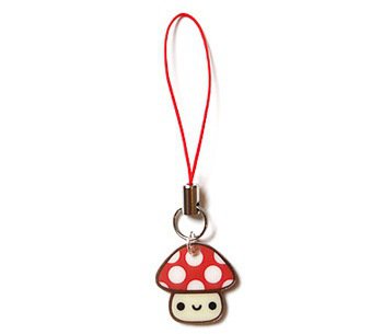 Happy Mushroom Cell Phone Charm