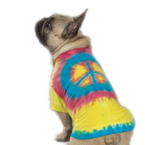 Psychedelic Tie Dye Peace Sign Dog T-Shirt