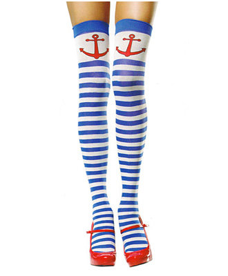 Anchors Away Striped Thigh High Tights