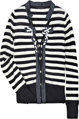 T-Bags Striped Wool Blend Cardigan