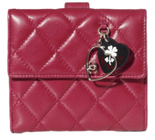 Double Quilted Wallet in Calfskin with Heart Shaped Charm