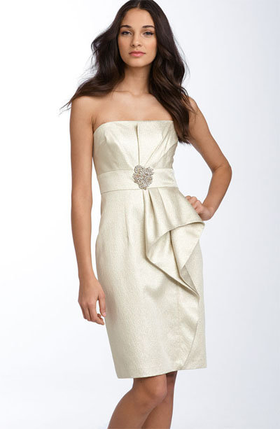 David Meister Metallic Strapless Dress