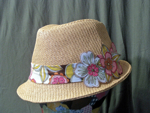 Straw Fedora with Flower Trim