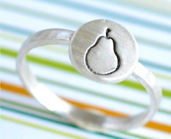 Silver Pear Stacking Ring