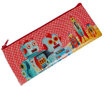 Rocket Ships and Robots Space Age Pencil Bag