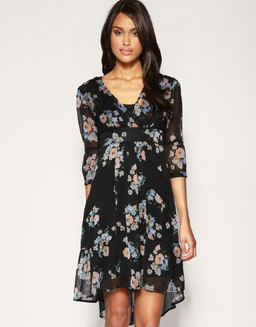 ASOS Spaced Floral Chiffon Dress