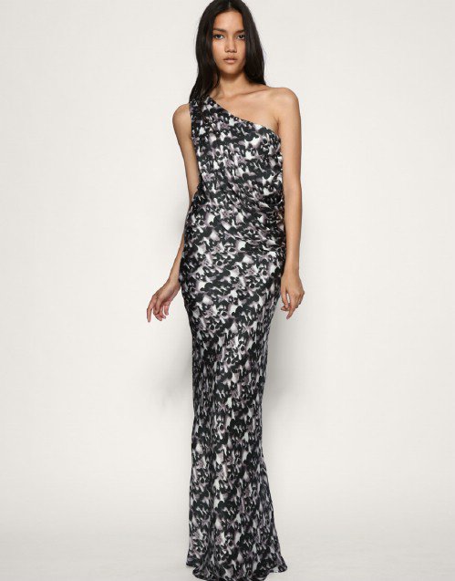 Gestuz One Shoulder Leopard Print Maxi