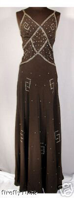 1930s Long Crepe Rhinestone