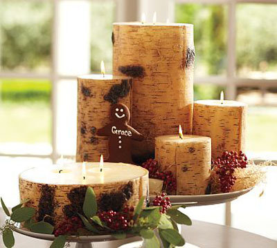 Pottery Barn Birch Pillar Candles