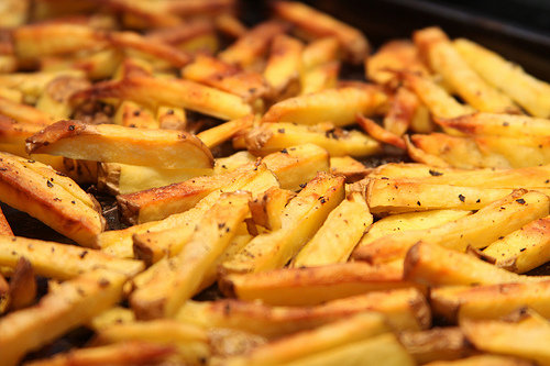 French Fries in Mayo and BBQ Sauce