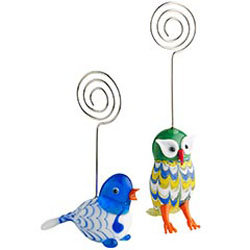 Glass Bird Photo Holders