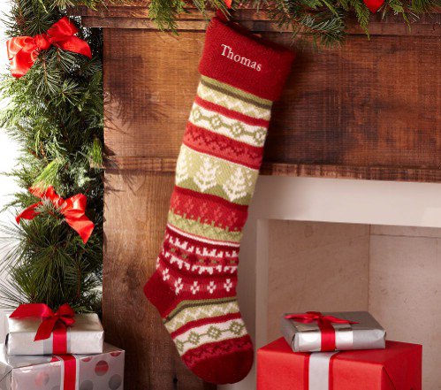 Pottery Barn Kids Red Fair Isle Stocking