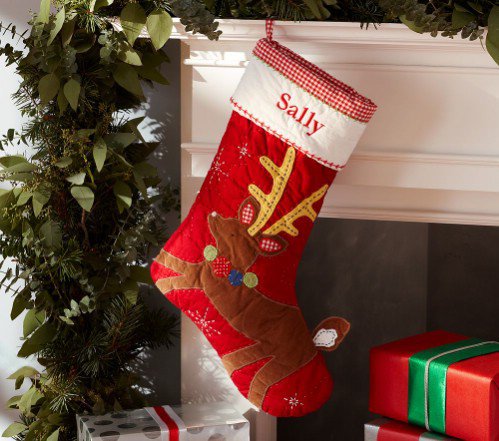 Pottery Barn Kids Reindeer Quilted Stocking