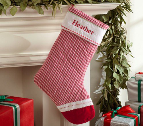 Pottery Barn Kids Velvet Gingham Quilted Stocking