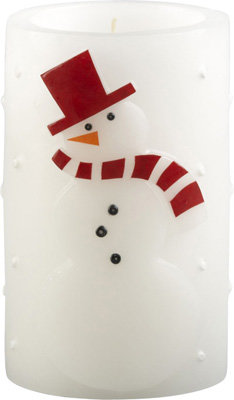 Crate & Barrel Snowman Pillar Candle