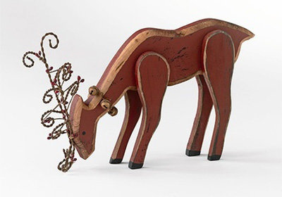 Wooden Grazing Deer